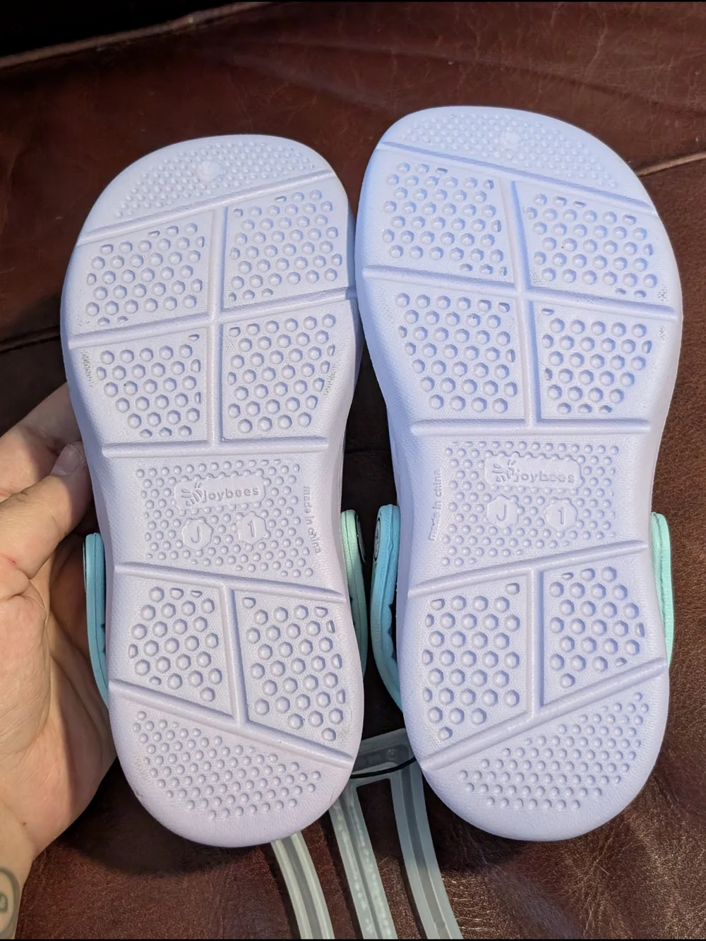 Kids' Lavender Slip-On Sandal with Blue Heel Strap Joybees Size J1 NWT